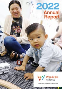 2022 Annual Report Cover with cute kid and mother